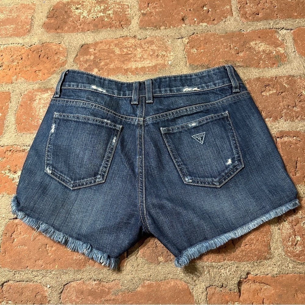Guess Jeans size 25 distressed destroyed Cutoff Denim Jean Short Shorts - Picture 13 of 15